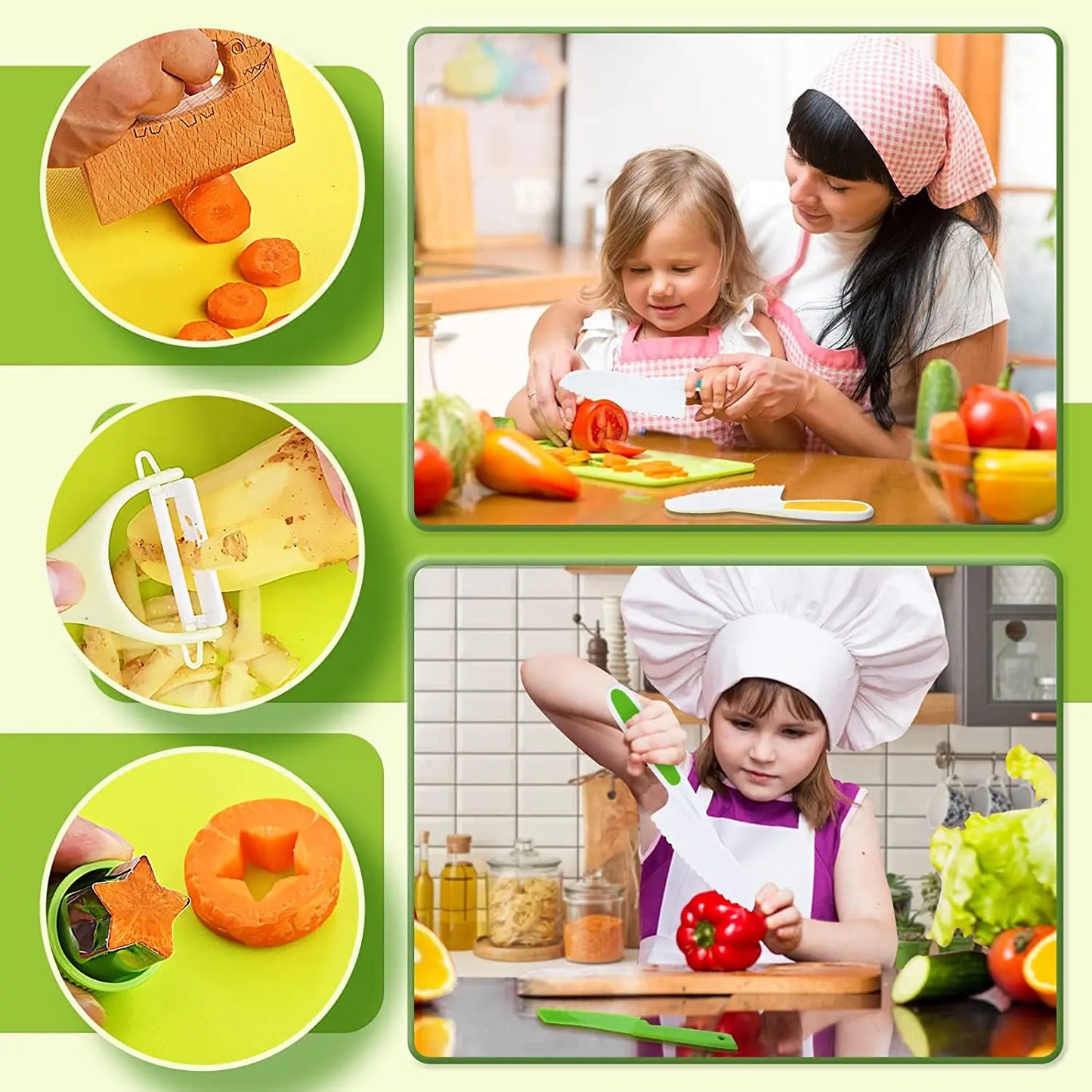 Children's Cooking Set with Toddler Knives - Safe Cutting Set for Mini Chefs