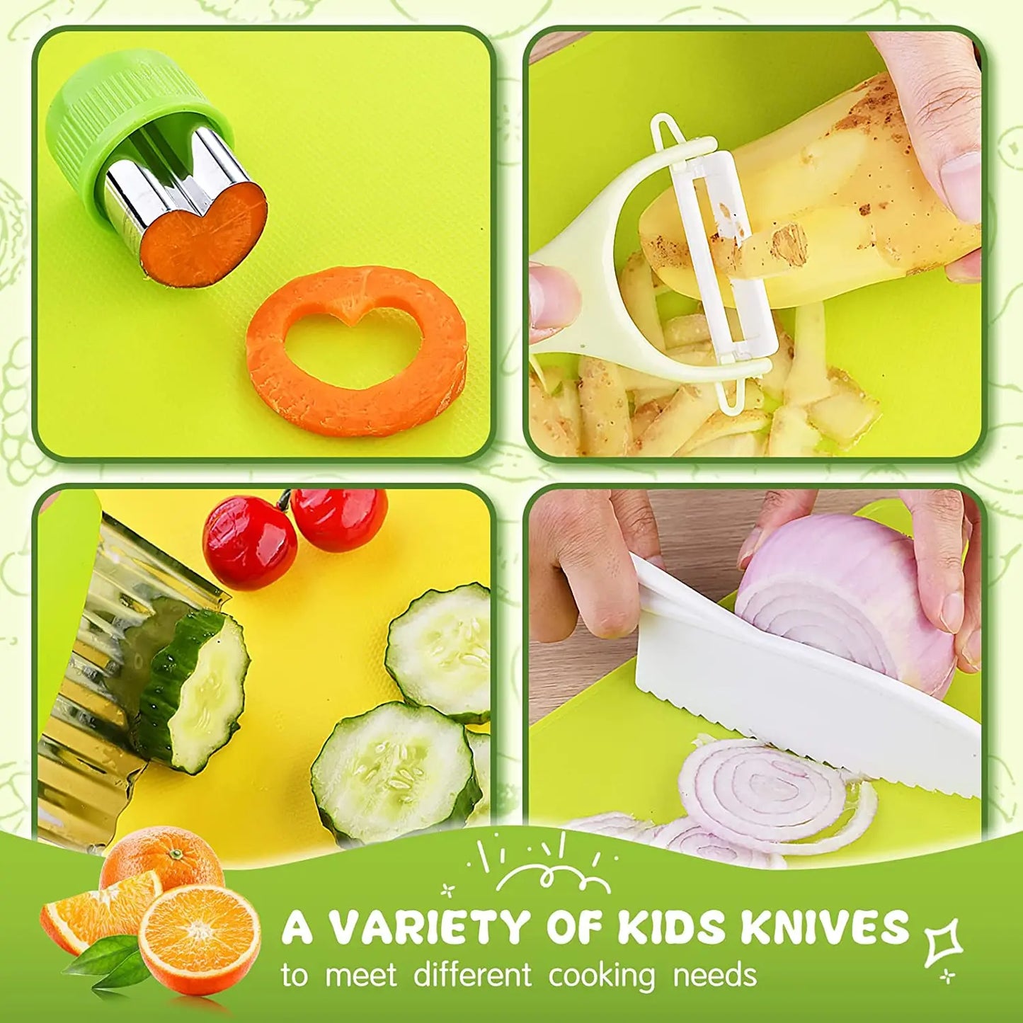 Children's Cooking Set with Toddler Knives - Safe Cutting Set for Mini Chefs