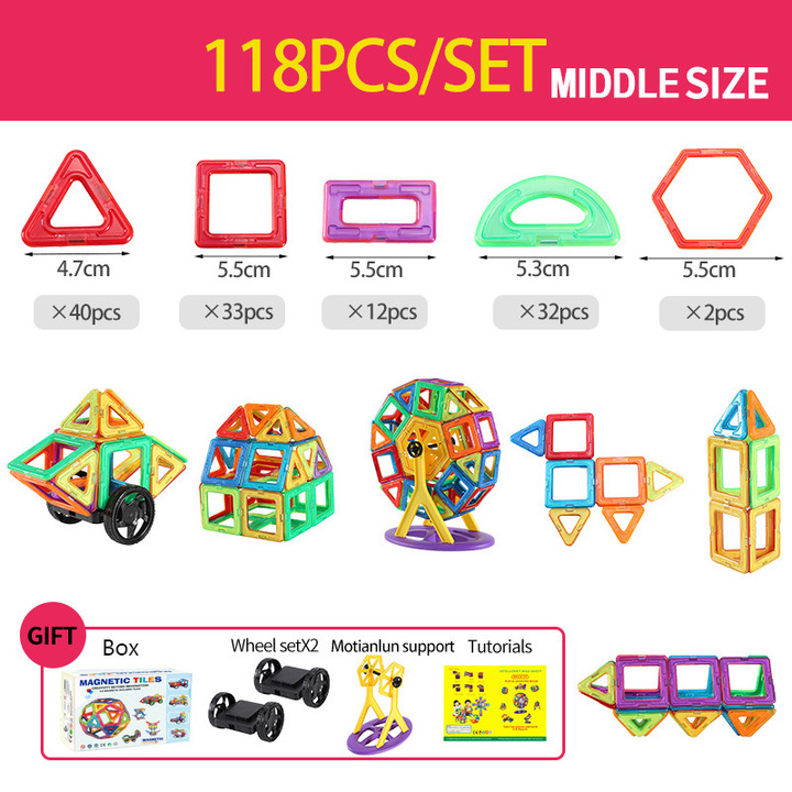 Magnetic Building Blocks - Creative Magnetic Tiles for Kids - STEM Learning Toy - 3D Construction Set