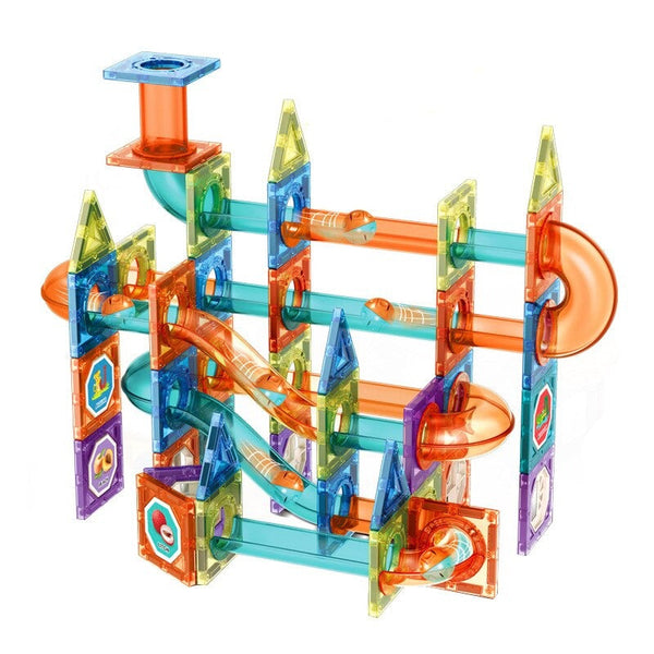 DIY Magnetic Magna Tiles Marble Run Track Wheel Building Toys Educatio ...