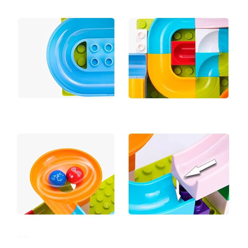 Marble Race Track Builder Set | DIY Racing Track with Building Blocks for Kids & Creative Play