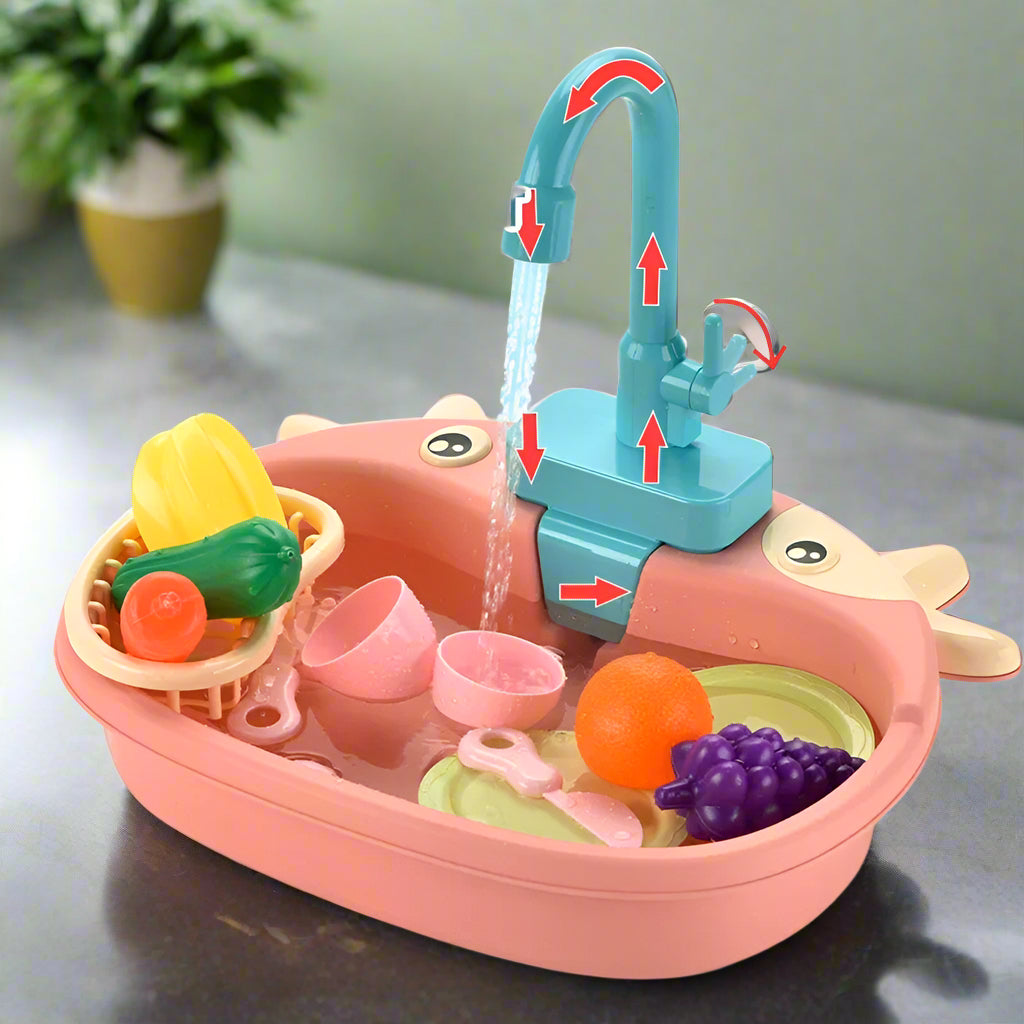 Children's Indoor/Outdoor Standing Sink | Fully Functional Tap, 16 Accessories & Removable Legs for Endless Water Play