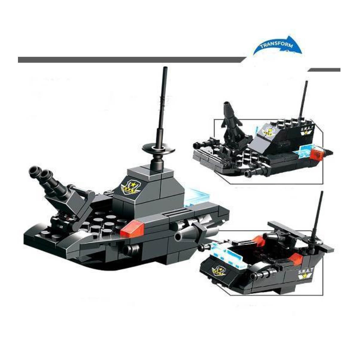 8 IN 1 Robot Aircraft Car City Police SWAT Building Block