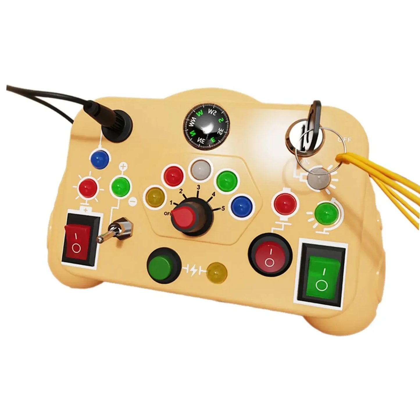 Children's Puzzle Busy Board with Buttons, Switches, LED Lights & Analog Circuit for Early Education Sensory Play Toys for Babies