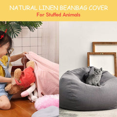 Natural Linen Beanbag Cover for Stuffed Animals