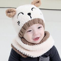 Adorable Toddler Winter Hooded Cap Scarf