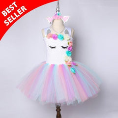 Unicorn Tutu Dress Pastel Rainbow Princess Dress for Girl