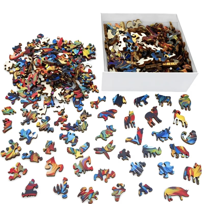 Colorful Wooden Cat Jigsaw Puzzle | Durable, Cognitive Skill-Building & Fun for Kids and Family