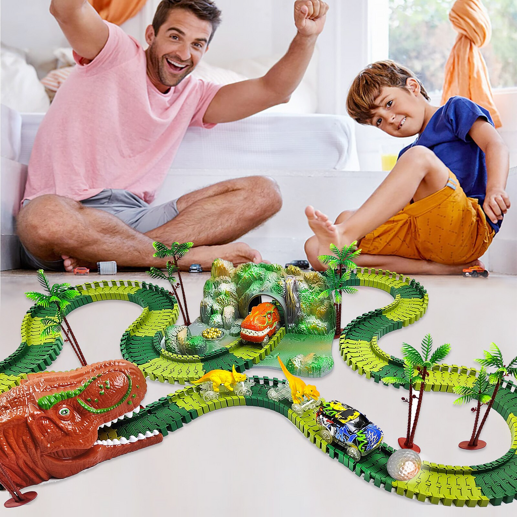 Racing Dinosaur Train Set | Non-Toxic, Creative Track Builder for Kids Aged 3+ and Perfect for Parties