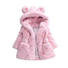 Image of Children Faux Fur Fluffy Coat Black White Colors Jacket Hood