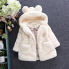 Image of Children Faux Fur Fluffy Coat Black White Colors Jacket Hood