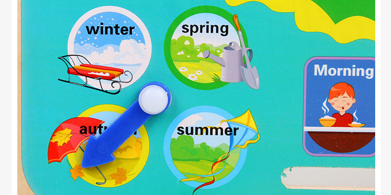 Teaching Learning Clock To Tell Time Analogue  Calendar Interactive Season Weather24 Hours Montessori