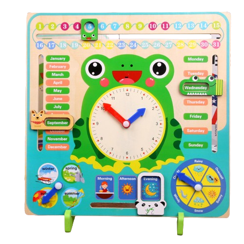 Teaching Learning Clock To Tell Time Analogue  Calendar Interactive Season Weather24 Hours Montessori