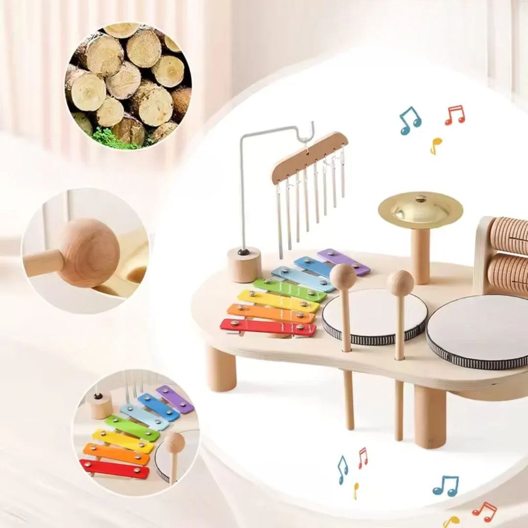Montessori Wooden Childrens Drum Set | Natural, Non-Toxic & Ideal for Early Childhood Music Development