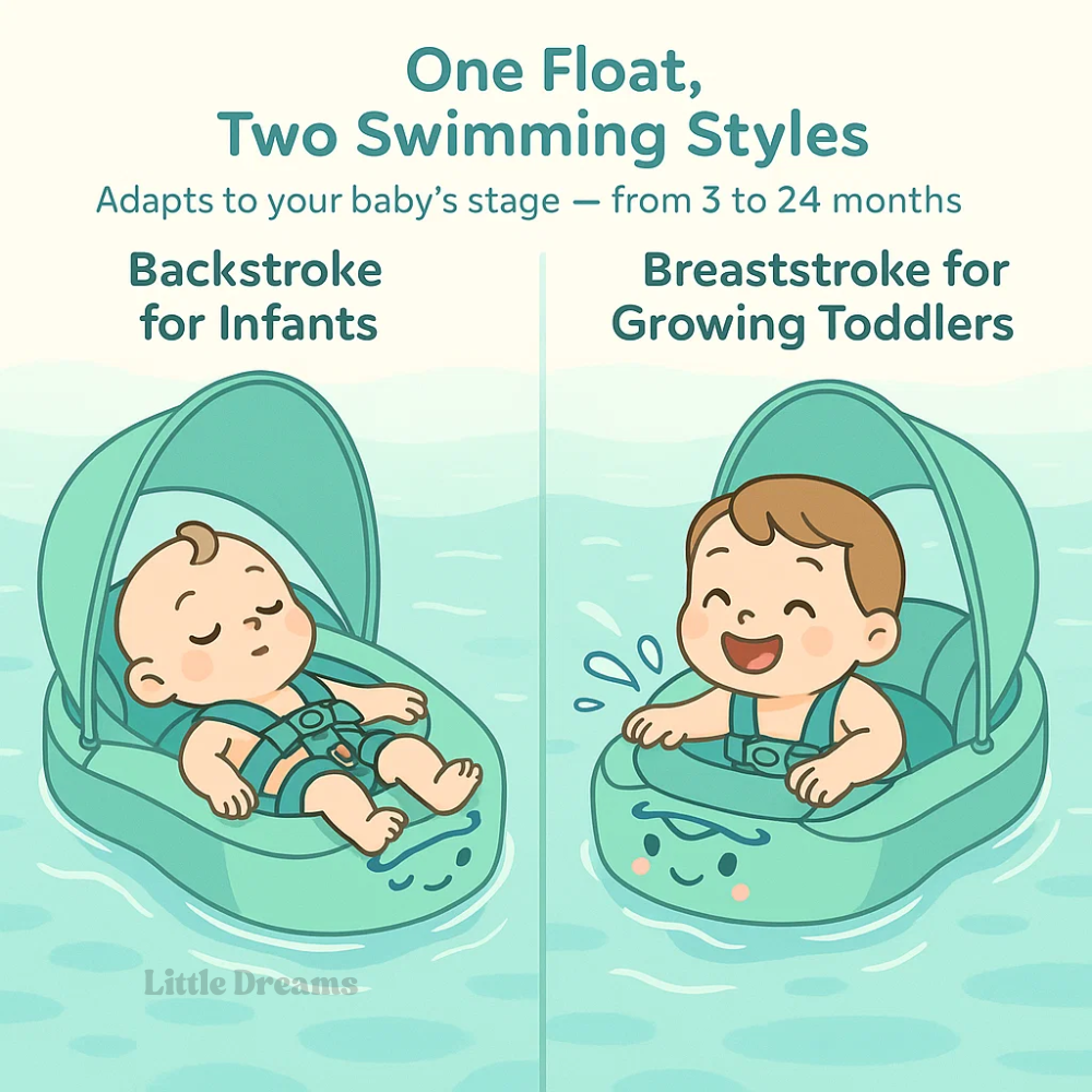 Baby Swim Float with Sunshade Canopy | Safety Buckle, Quick-Drying & Ideal for Infants 3-36 Months