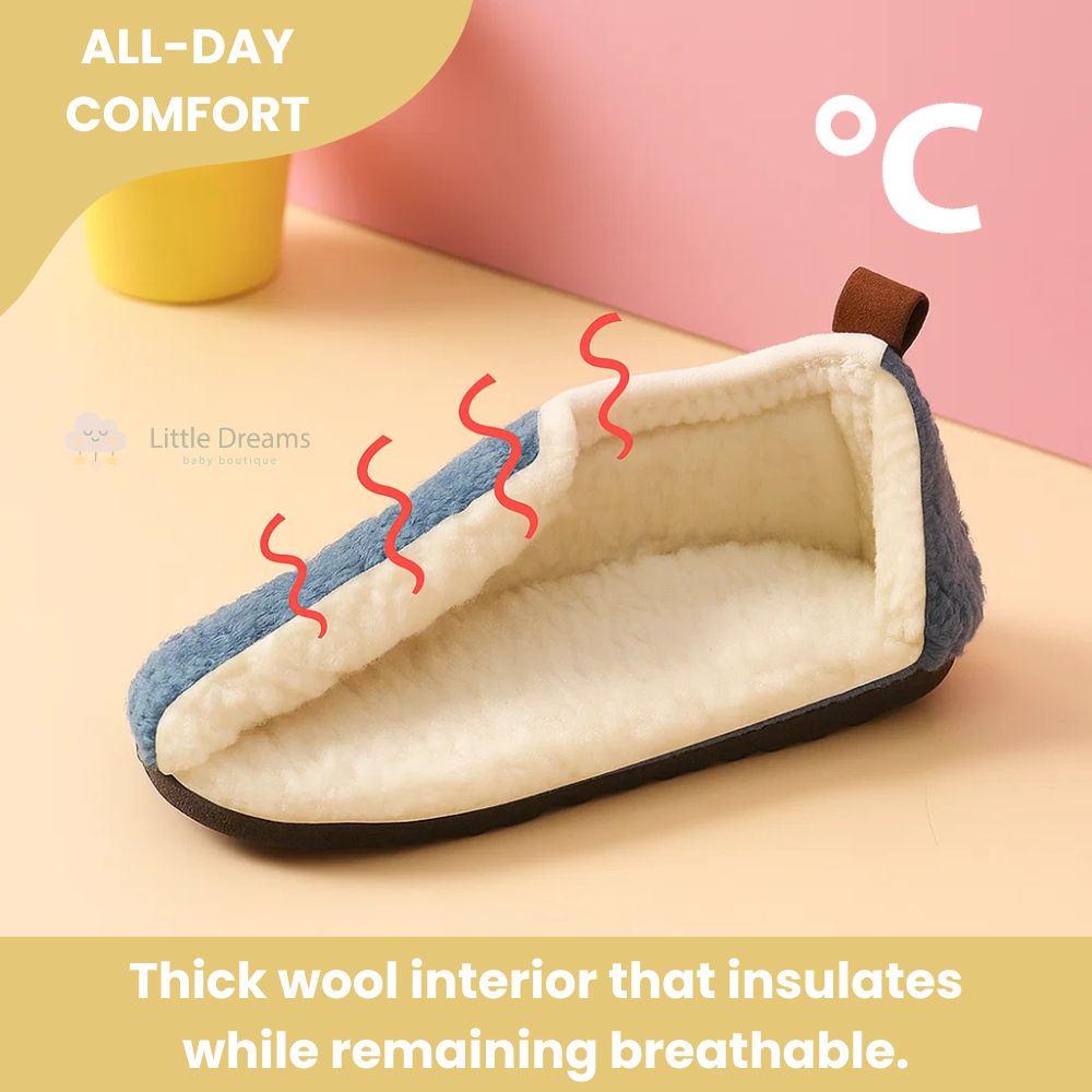 Children's Non-Slip Slippers | Warm Wool Lining & Safe for Home Use, Ideal for Ages 1-7