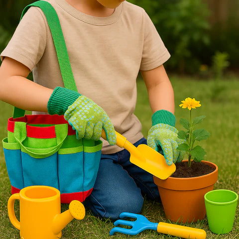 Kids Gardening Tool Set | Complete 7-Piece Kit with Protective Gear for Hands-On Outdoor Learning and Fun