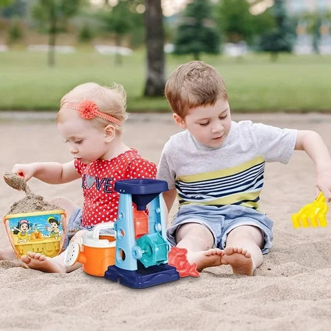 Water & Sand Wheel 5x Set | Colorful, Sensory Play for Kids Aged 1-5 | Includes Shovels, Molds & Spinner for Backyard Fun