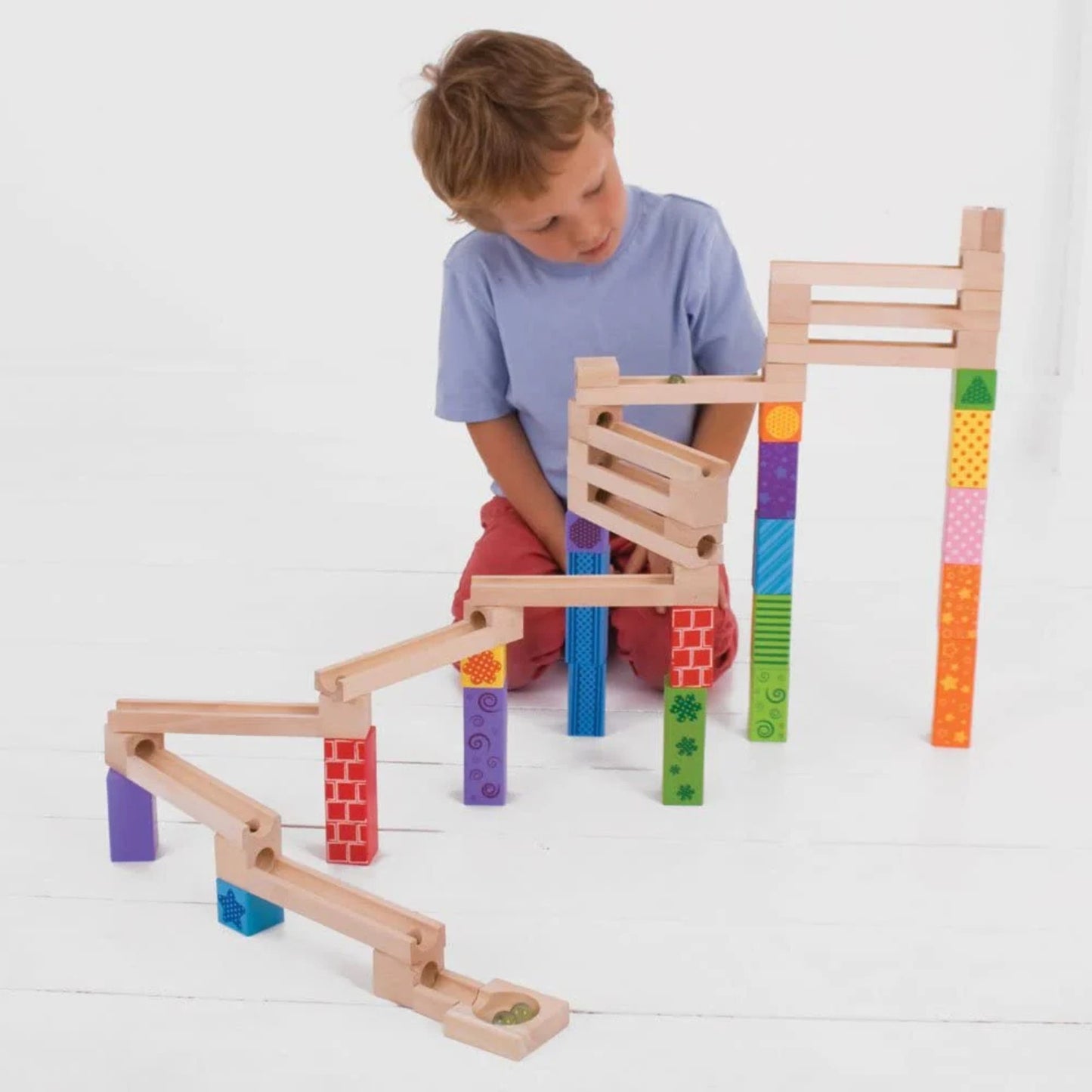 Wooden Construction Set for Kids – Build Your Own Wooden Marble Run Track for Endless Fun and Creativity