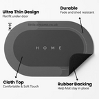 Bathroom Waterproof Floor Mat - Quick Drying & Absorbent Magic Mats with Rubber Backing