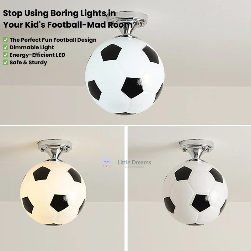 Football LED Ceiling Light | Dimmable, Energy-Efficient & Fun Design for Kids' Rooms
