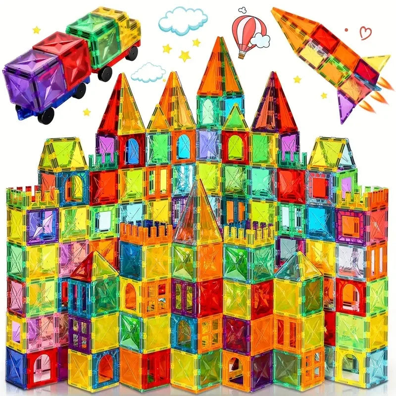 Dreamscape™ | Magnet Building Blocks Set | 100 Colorful Magnetic Tiles for Creative Play & STEM Learning