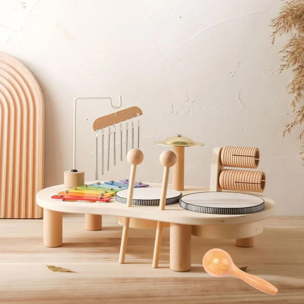 Montessori Wooden Childrens Drum Set | Natural, Non-Toxic & Ideal for Early Childhood Music Development