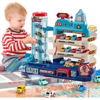 Interactive Toy Car Garage for Kids - Fun Parking Play Set With 6 Cars