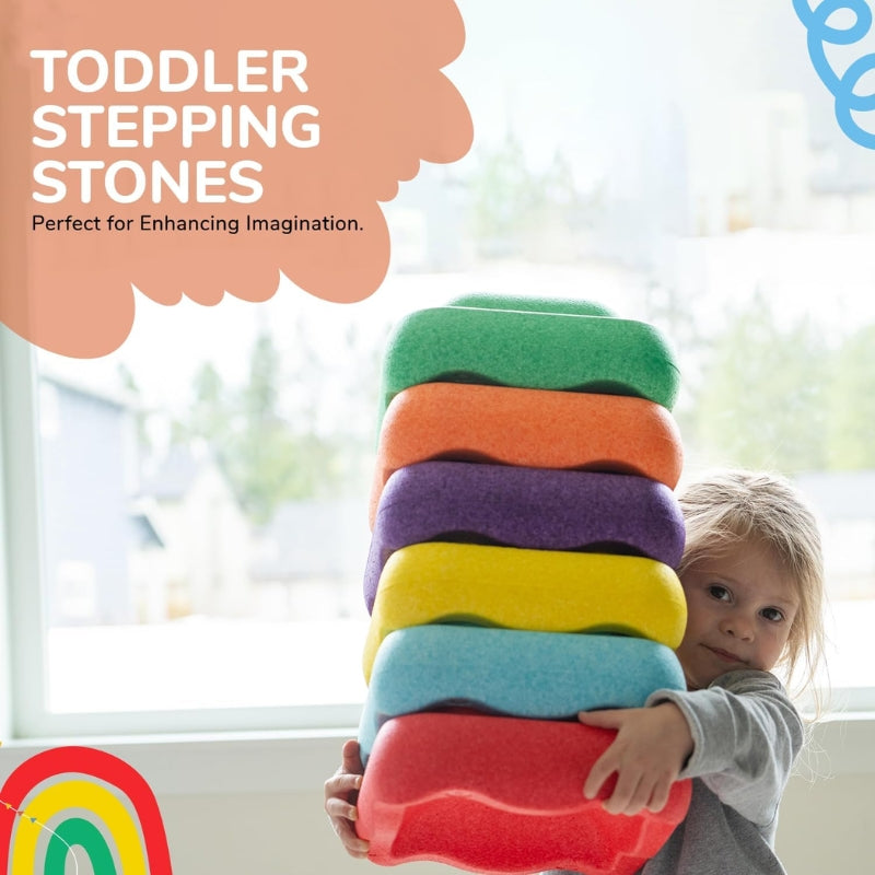 Sensory Stepping Stones for Kids – Autism Balance Toys, Rainbow Foam Play Stones for Toddlers