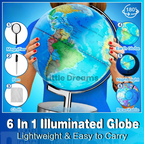 Children's Light Up World Globe with Atlas and Stand, Featuring a Glow-In-The-Dark Moon