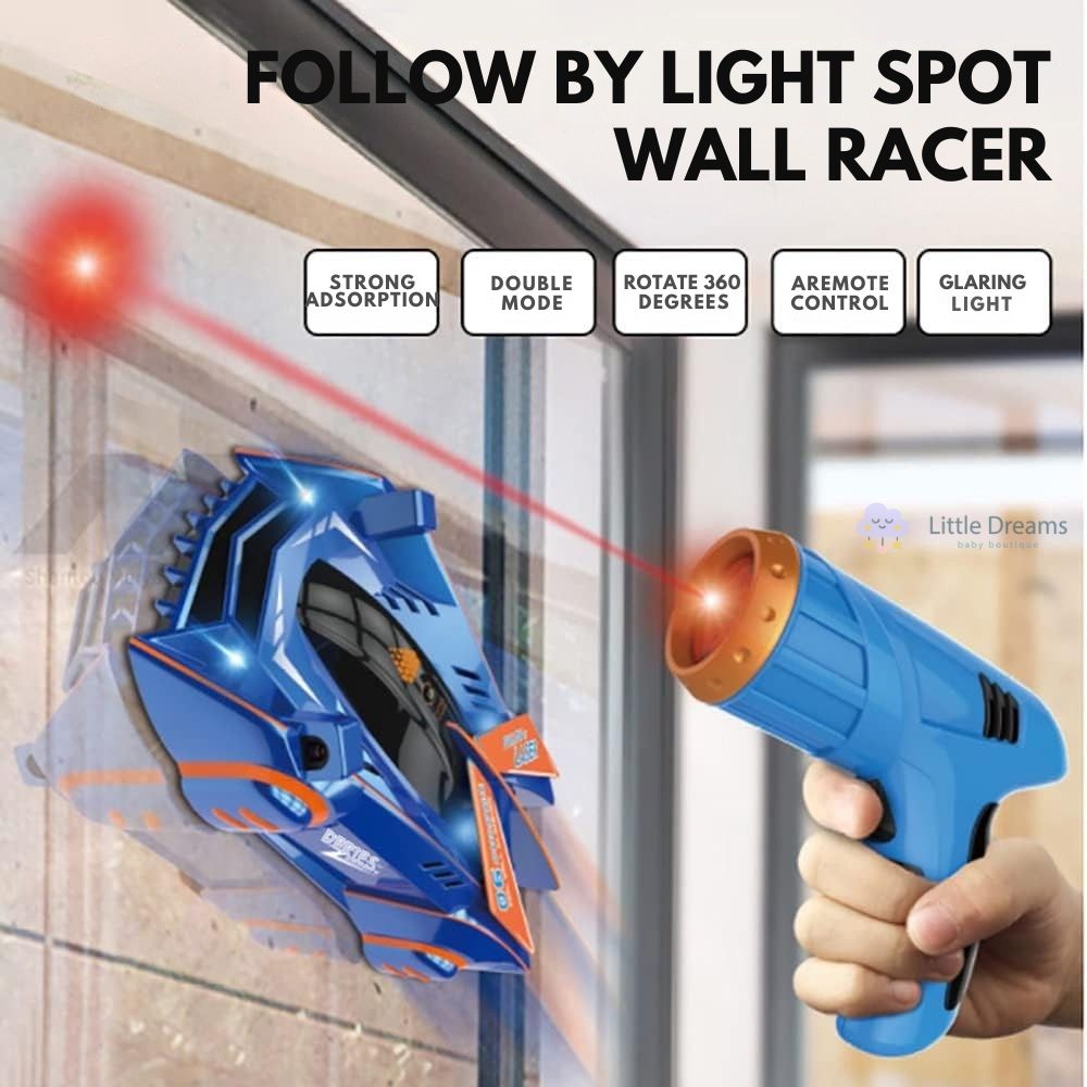 Laser-Controlled Wall Climbing RC Car | Gravity-Defying, LED Lights & Fun for Kids Aged 3+