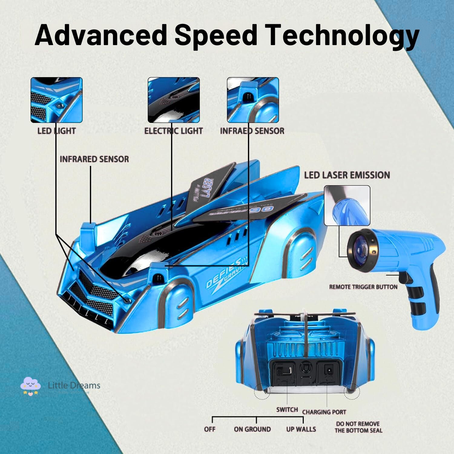 Laser-Controlled Wall Climbing RC Car | Gravity-Defying, LED Lights & Fun for Kids Aged 3+