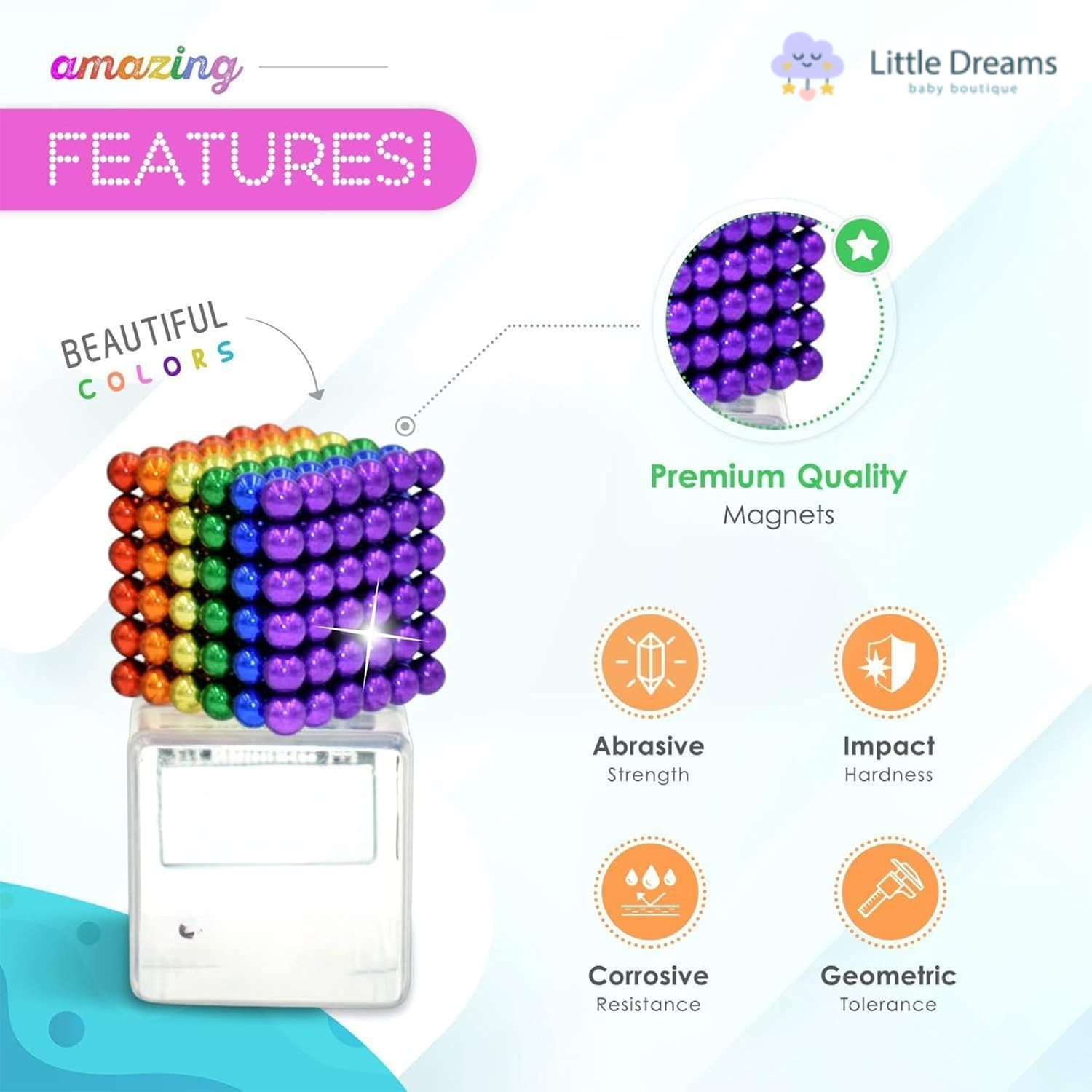 Rainbow Magnetic Play Balls | Safe, Durable & Educational Toy for Creative Development and Fine Motor Skills
