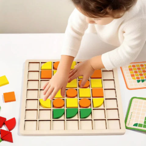 Interactive Montessori Learning Puzzle | Safe, Non-Toxic Wooden Blocks for Cognitive Development & Shape Recognition for Ages 3-5+