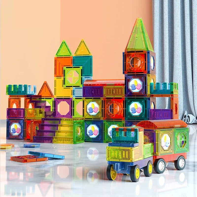 Magnetic Building Blocks Set | LED Lighting & STEM Toy for Creative Track Design and Problem Solving Skills