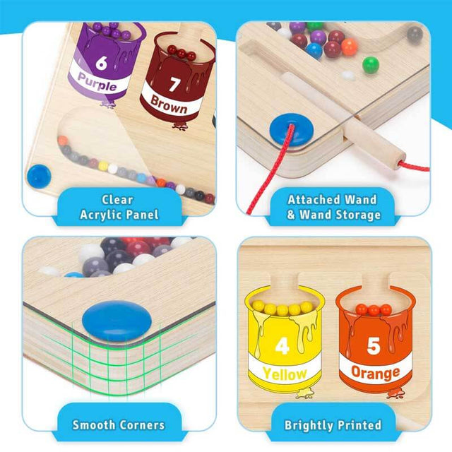 Magnetic Color and Number Maze - Educational Magnetic Toy for Toddlers with Color & Number Learning