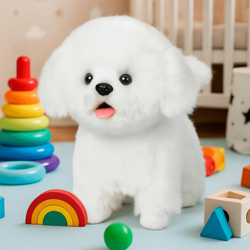 AI Premium robot Puppy | Walking, Barking & Tongue-Sticking for Kids' Stuffed Animal Toy Gift