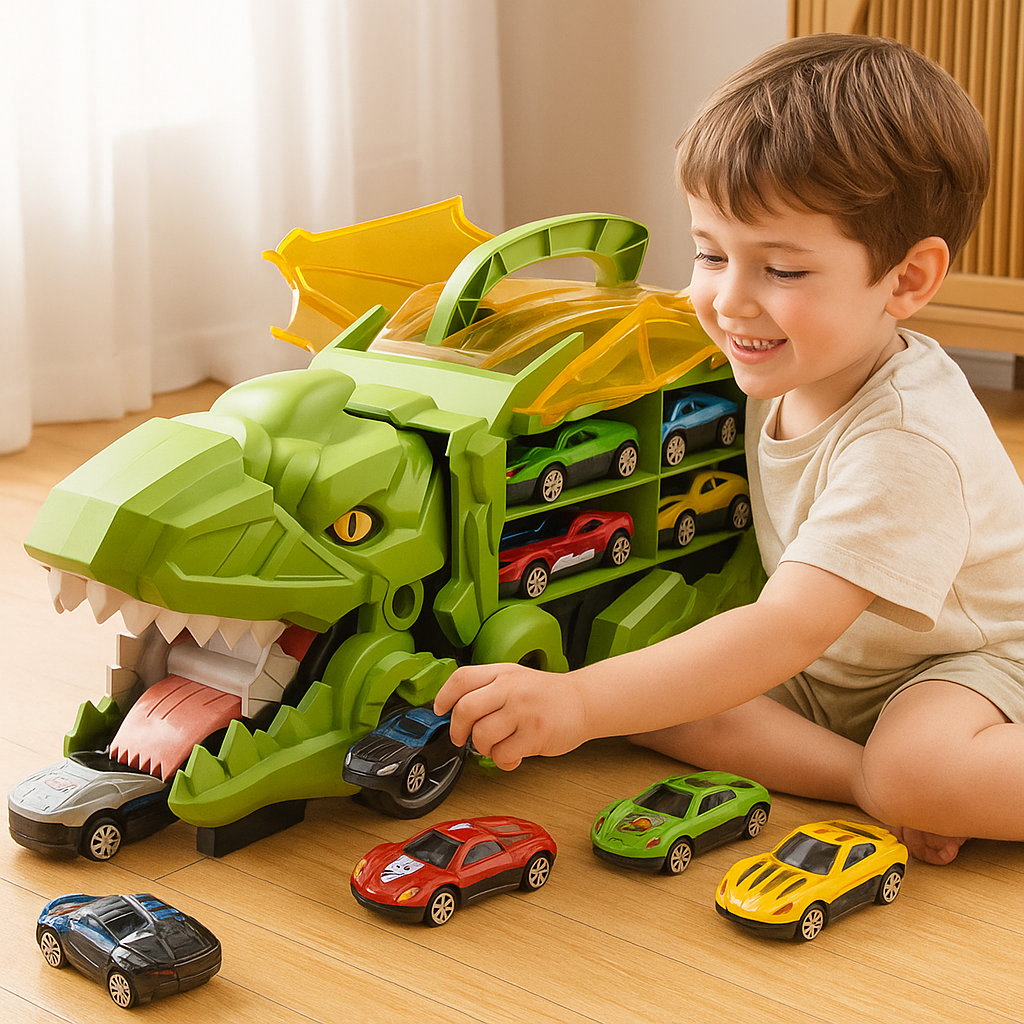 Dinosaur Car Play Truck | Transformative, Interactive & Clutter-Free Storage for Kids' Imaginative Play