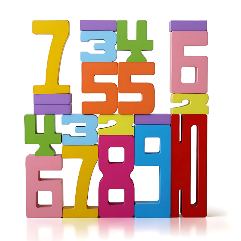 Wooden Number Stacking Blocks | Eco-Friendly, Colorful Learning Aid for Toddlers 3-5 Years