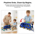 Double-Layer Truck Playset | Fire & Construction Vehicle with Mini Vehicles and Music Function for Kids Aged 3+
