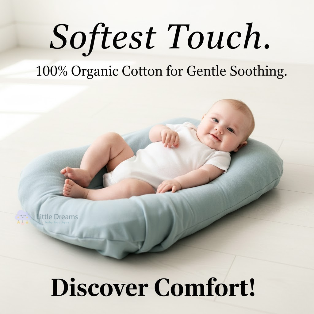 Baby Lounger Nest Bed | Soft Organic Cotton, Portable & Safe for Co-Sleeping and Hands-Free Moments