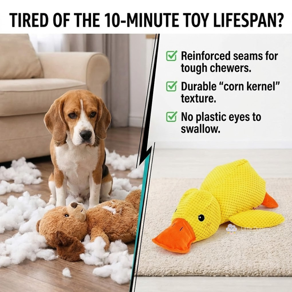 Indestructible Dog Toy Calming Duck | Stress Relief Plush