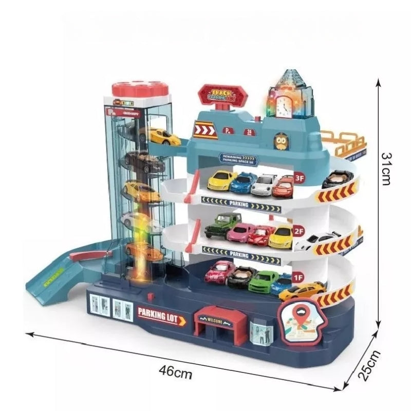 Interactive Toy Car Garage for Kids - Fun Parking Play Set With 6 Cars