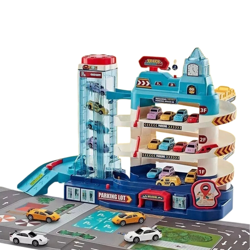 Interactive Toy Car Garage for Kids - Fun Parking Play Set With 6 Cars