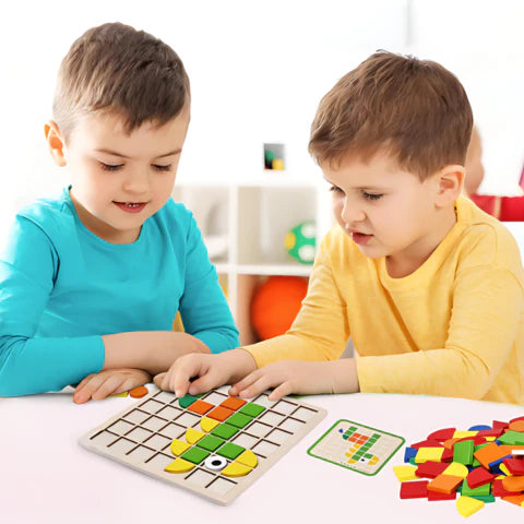 Interactive Montessori Learning Puzzle | Safe, Non-Toxic Wooden Blocks for Cognitive Development & Shape Recognition for Ages 3-5+