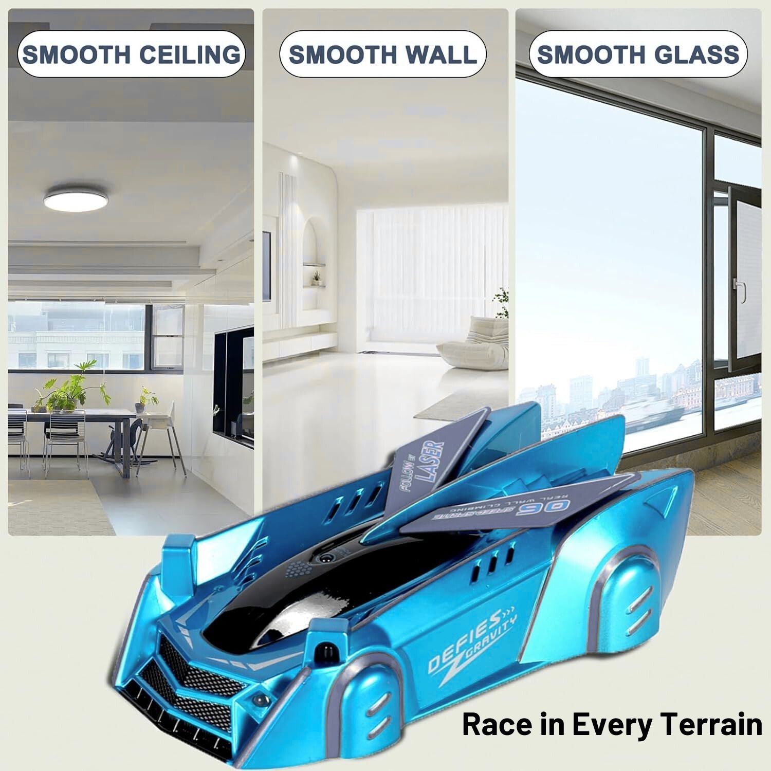 Laser-Controlled Wall Climbing RC Car | Gravity-Defying, LED Lights & Fun for Kids Aged 3+