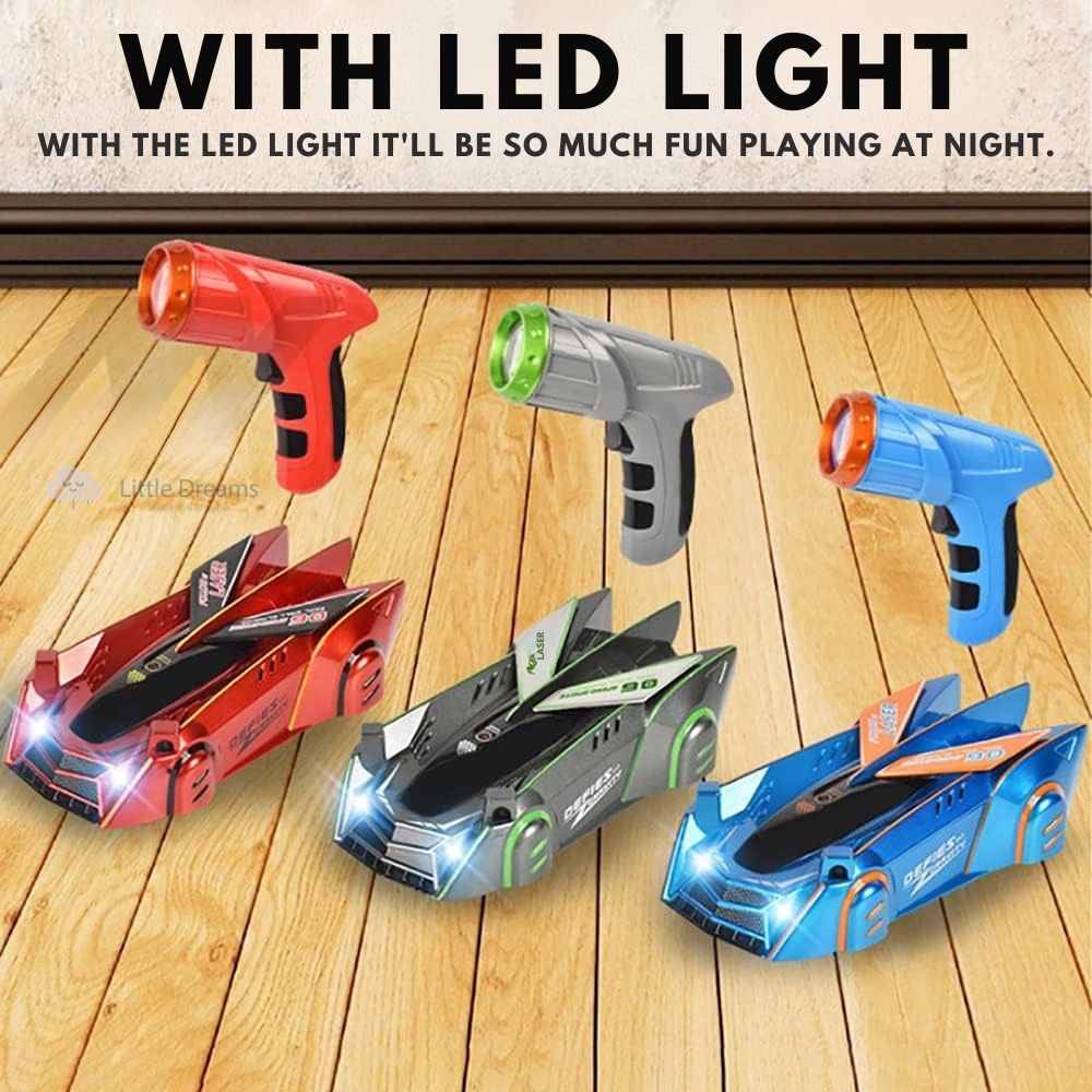 Laser-Controlled Wall Climbing RC Car | Gravity-Defying, LED Lights & Fun for Kids Aged 3+