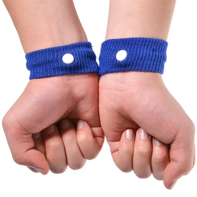 2pcs Car Sick Wristbands Wristband | Nausea Relief Wristbands Adjustable, Soft Fabric & Natural Pressure Therapy for Travel Comfort