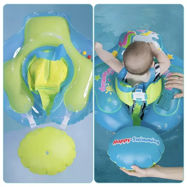 Baby Swim Float with Sunshade Canopy | Safety Buckle, Quick-Drying & Ideal for Infants 3-36 Months