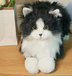 Lifelike Black and White Plush Cat | Soft, Handmade Companion for Seniors, Dementia Care & Non Robotic Pet Alternatives